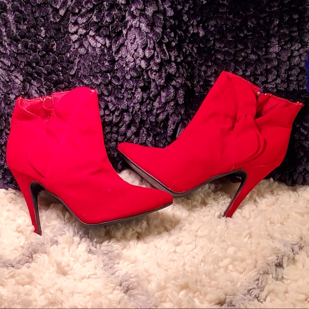 QUPID red suede booties
